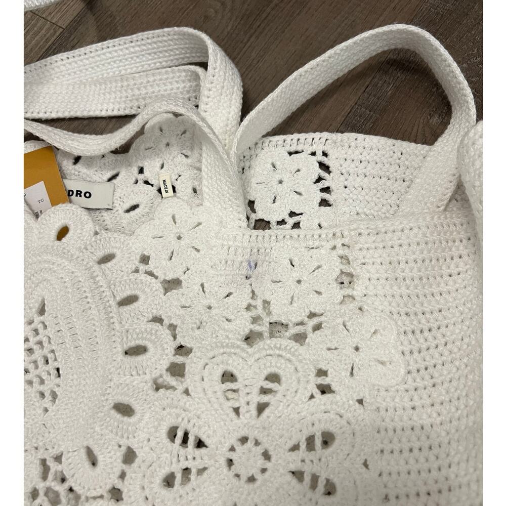 NWT Sandro White Crochet Tote / Shoulder Bag - Picture 9 of 11